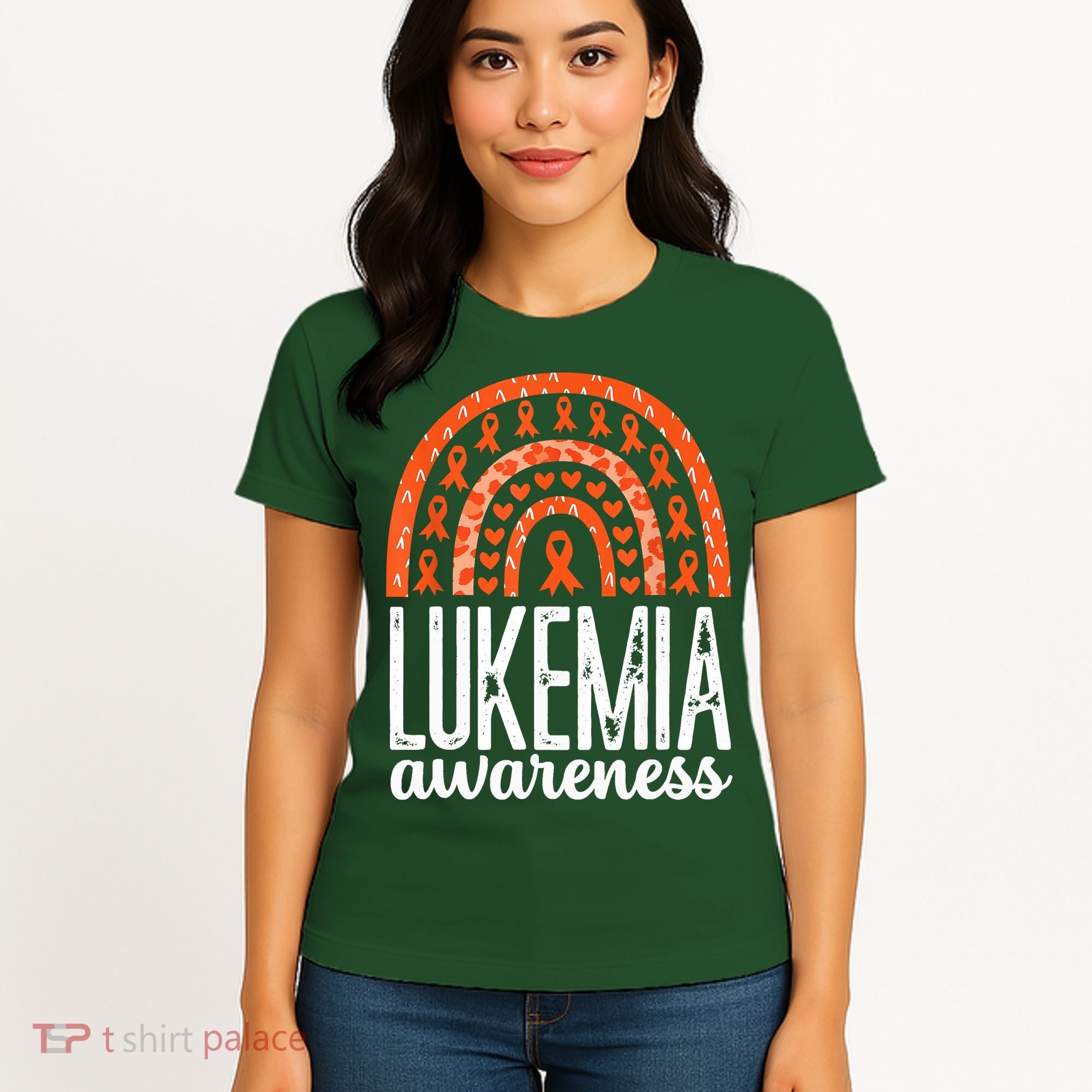 Rainbow Leukemia Cancer Awareness Month Orange Ribbon Women's T-Shirt