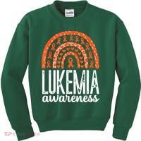 Rainbow Leukemia Cancer Awareness Month Orange Ribbon Kids Sweatshirt thumb 0