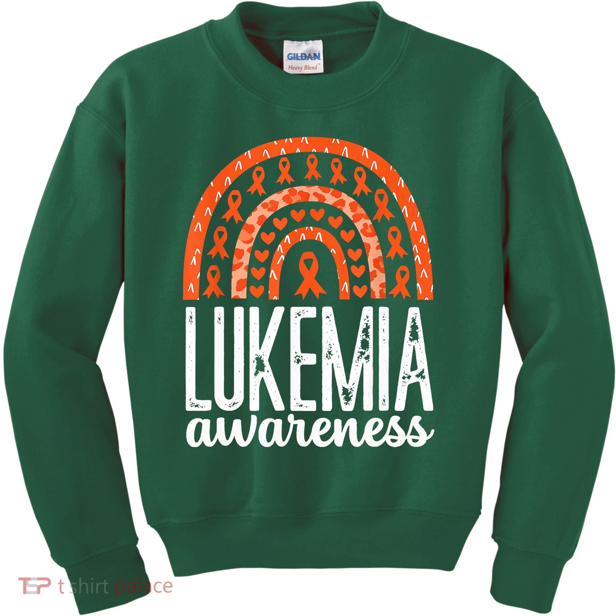 Rainbow Leukemia Cancer Awareness Month Orange Ribbon Kids Sweatshirt