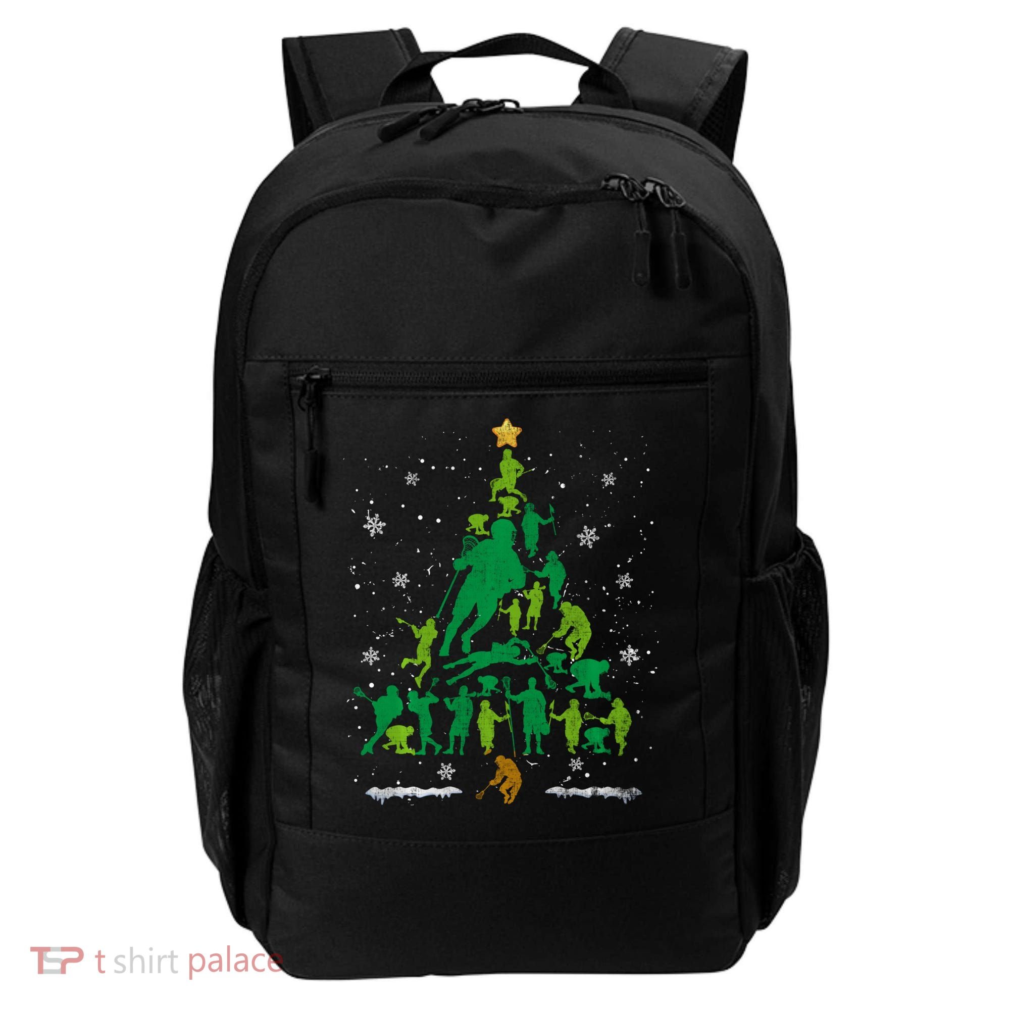 Retro Lacrosse Christmas Tree Xmas Lacrosse Player Lover Backpack