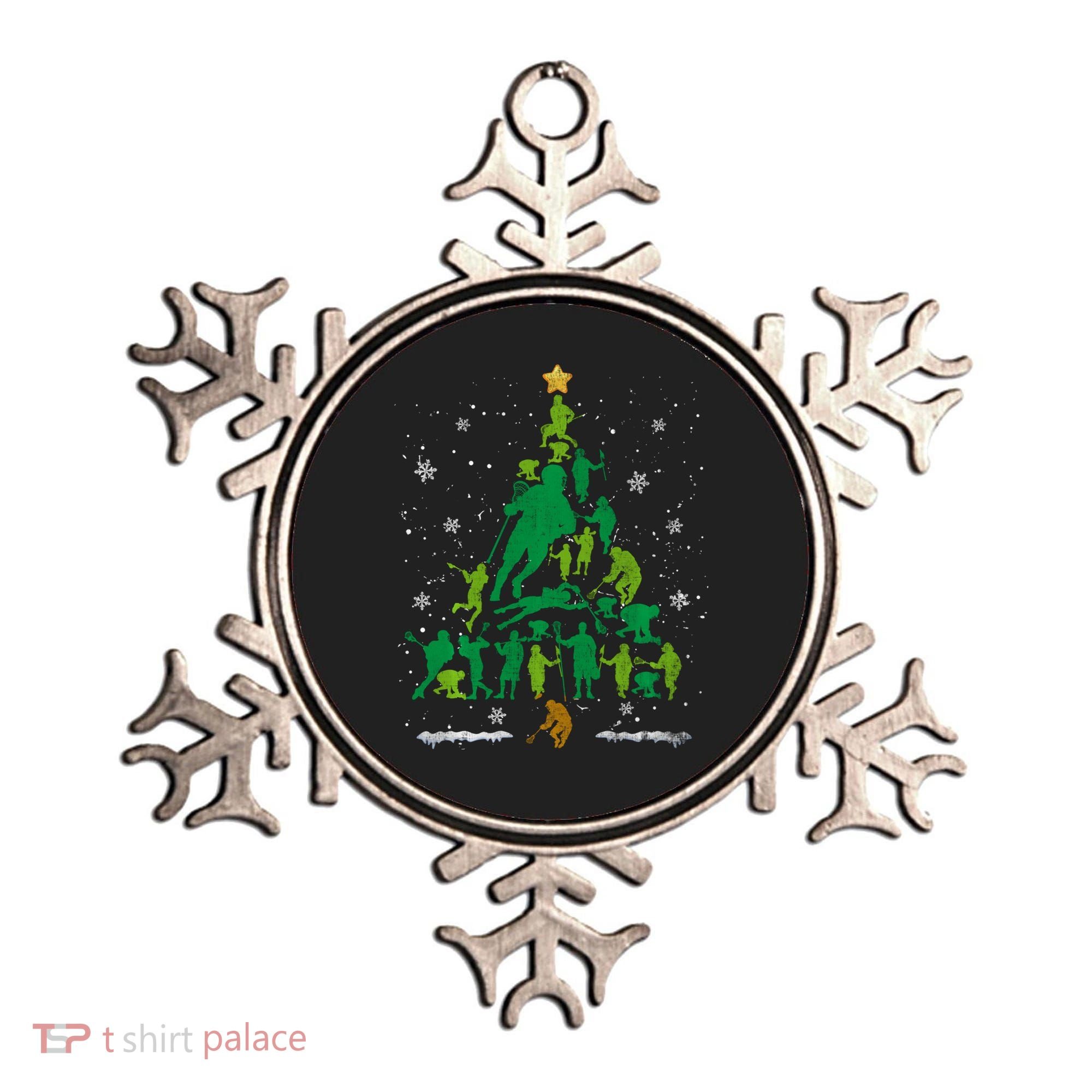 Retro Lacrosse Christmas Tree Xmas Lacrosse Player Lover Ornament