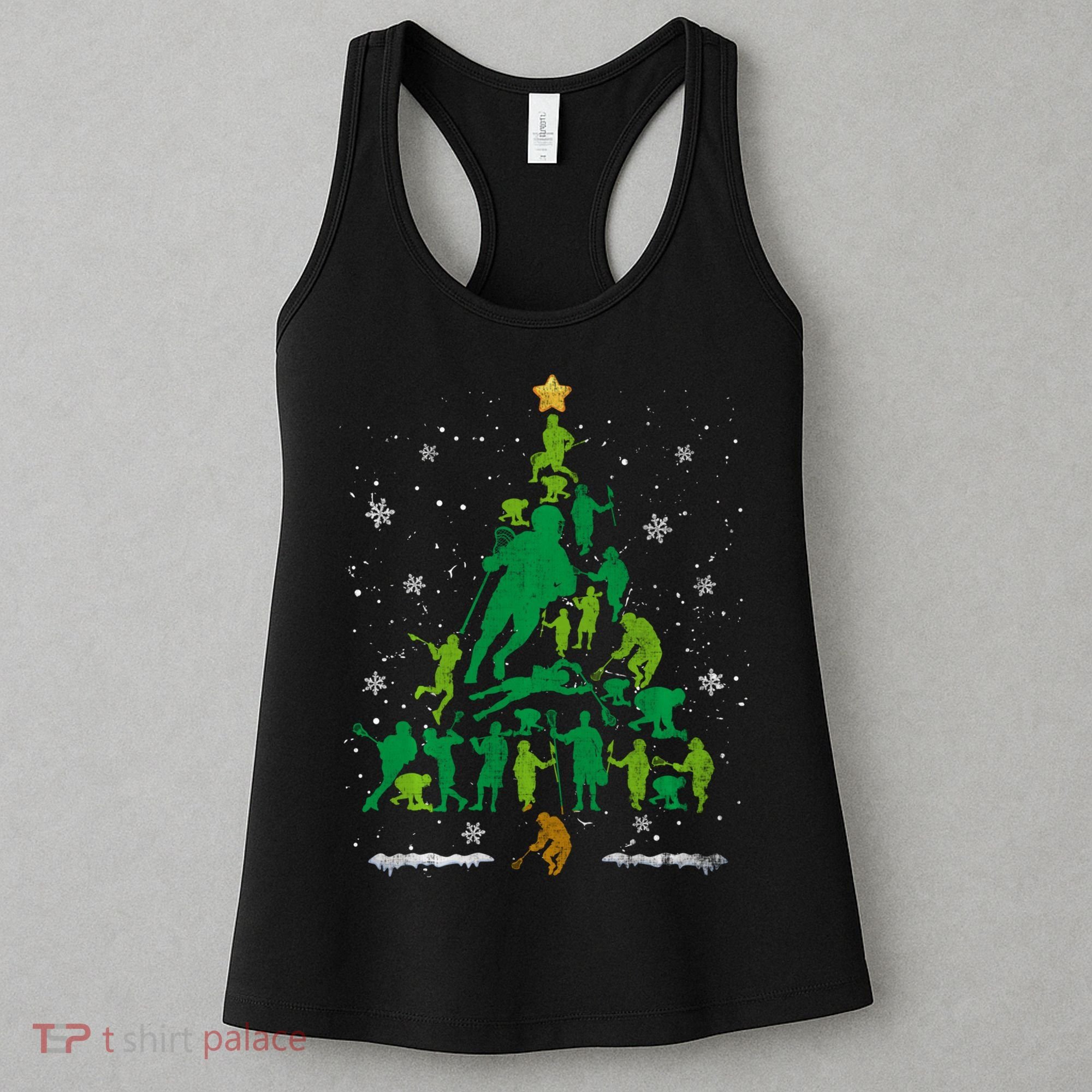 Retro Lacrosse Christmas Tree Xmas Lacrosse Player Lover Women's Tank Top