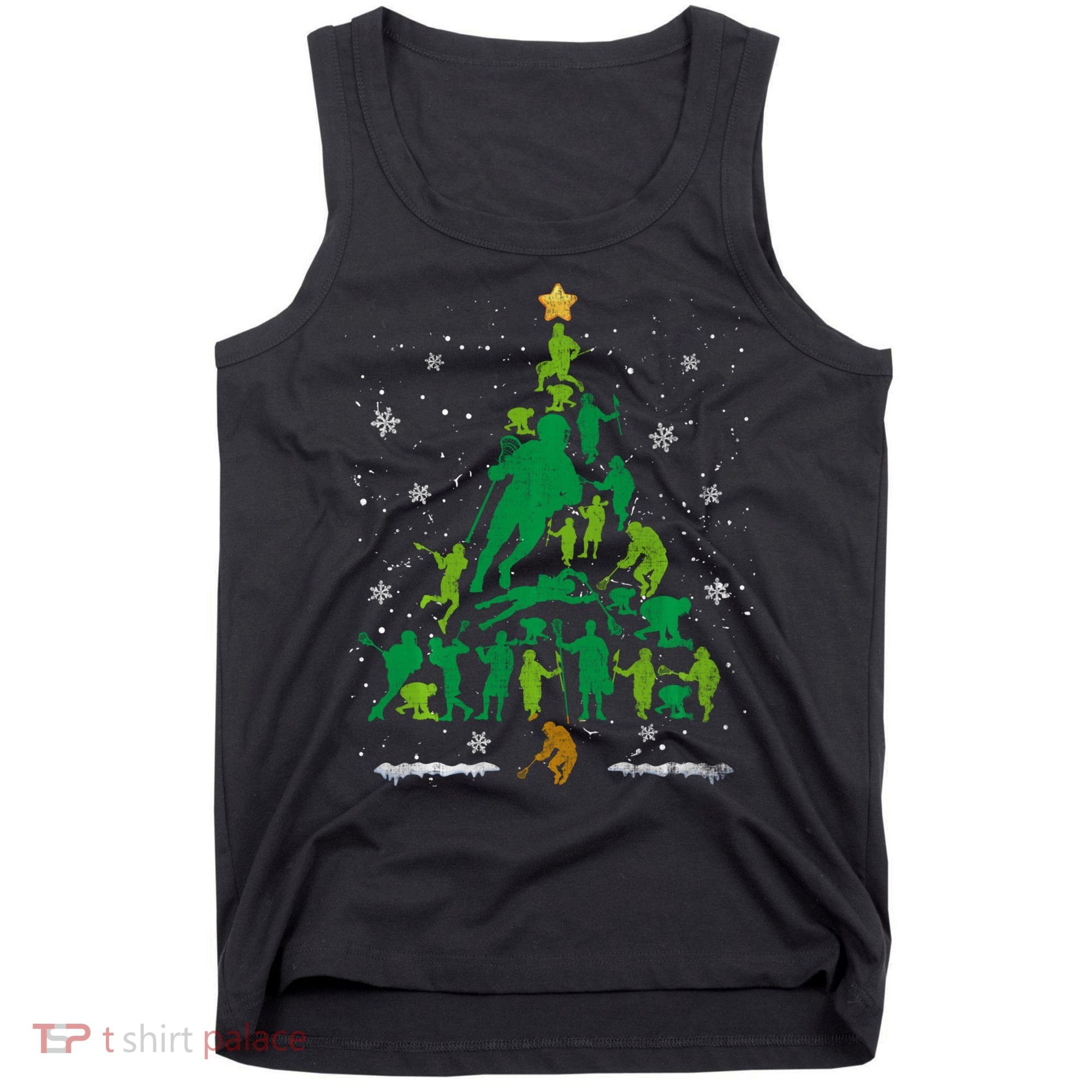 Retro Lacrosse Christmas Tree Xmas Lacrosse Player Lover Tank Top