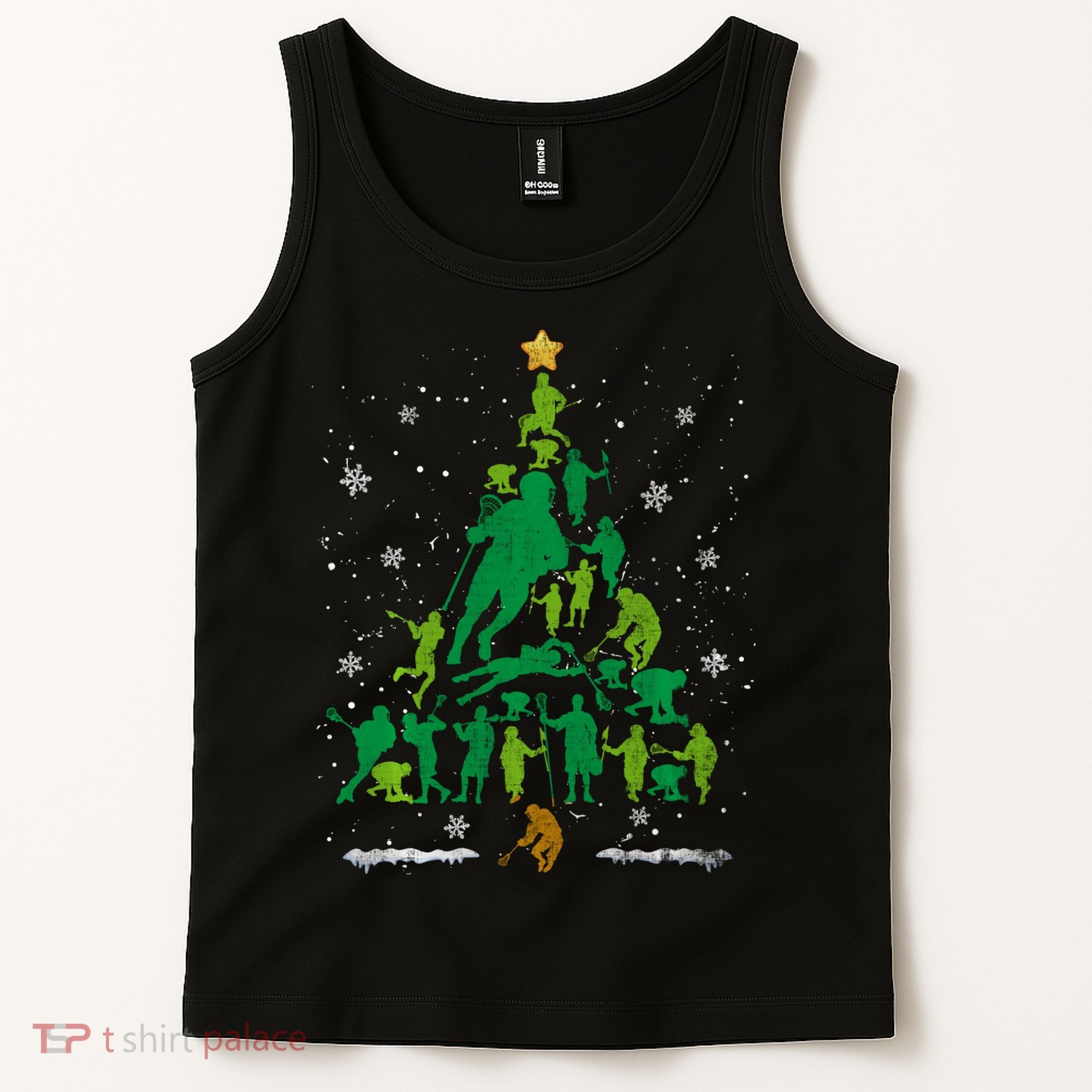 Retro Lacrosse Christmas Tree Xmas Lacrosse Player Lover Tank Top