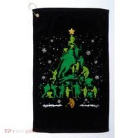 Retro Lacrosse Christmas Tree Xmas Lacrosse Player Lover Golf Towel thumb 0