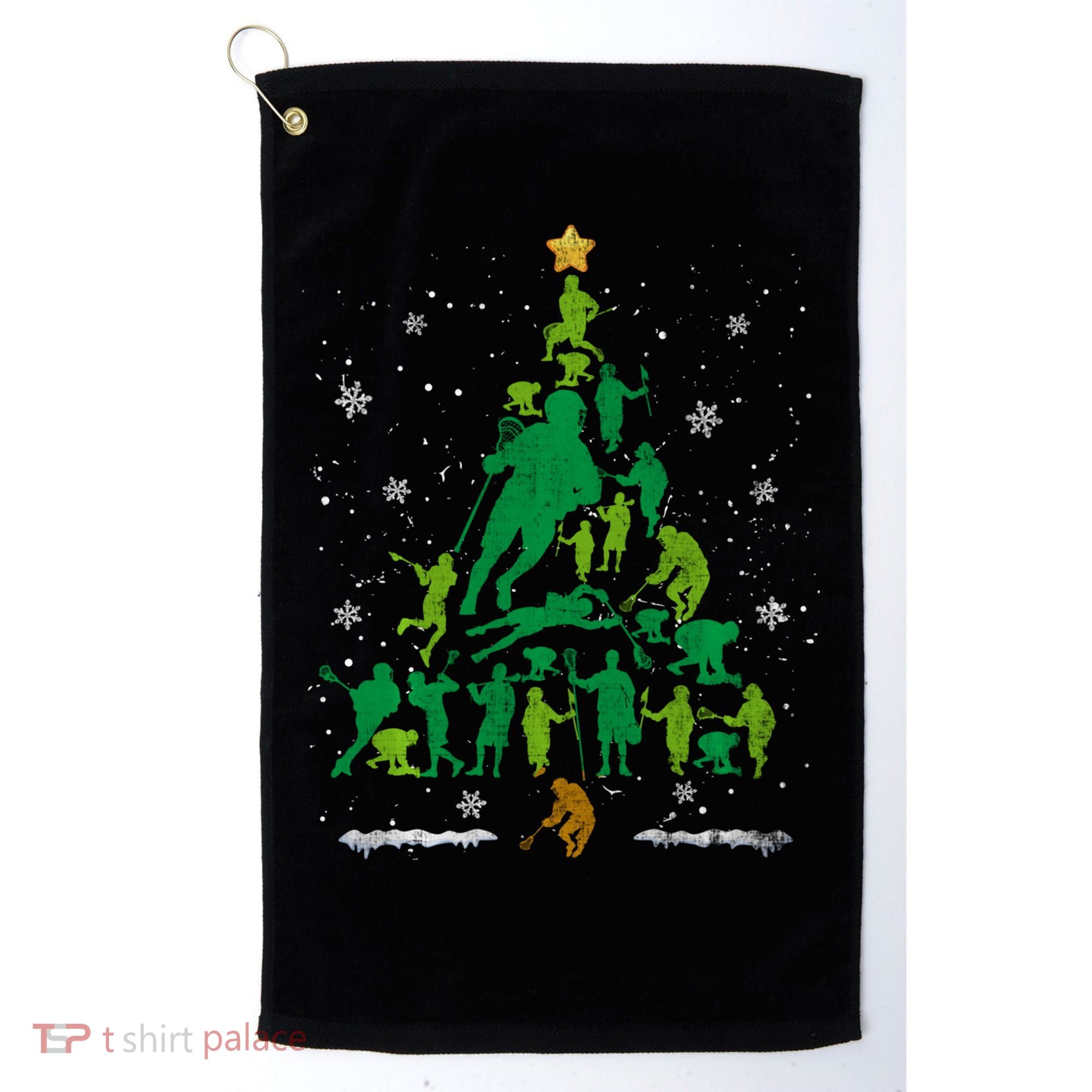 Retro Lacrosse Christmas Tree Xmas Lacrosse Player Lover Golf Towel