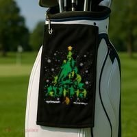 Retro Lacrosse Christmas Tree Xmas Lacrosse Player Lover Golf Towel thumb 2