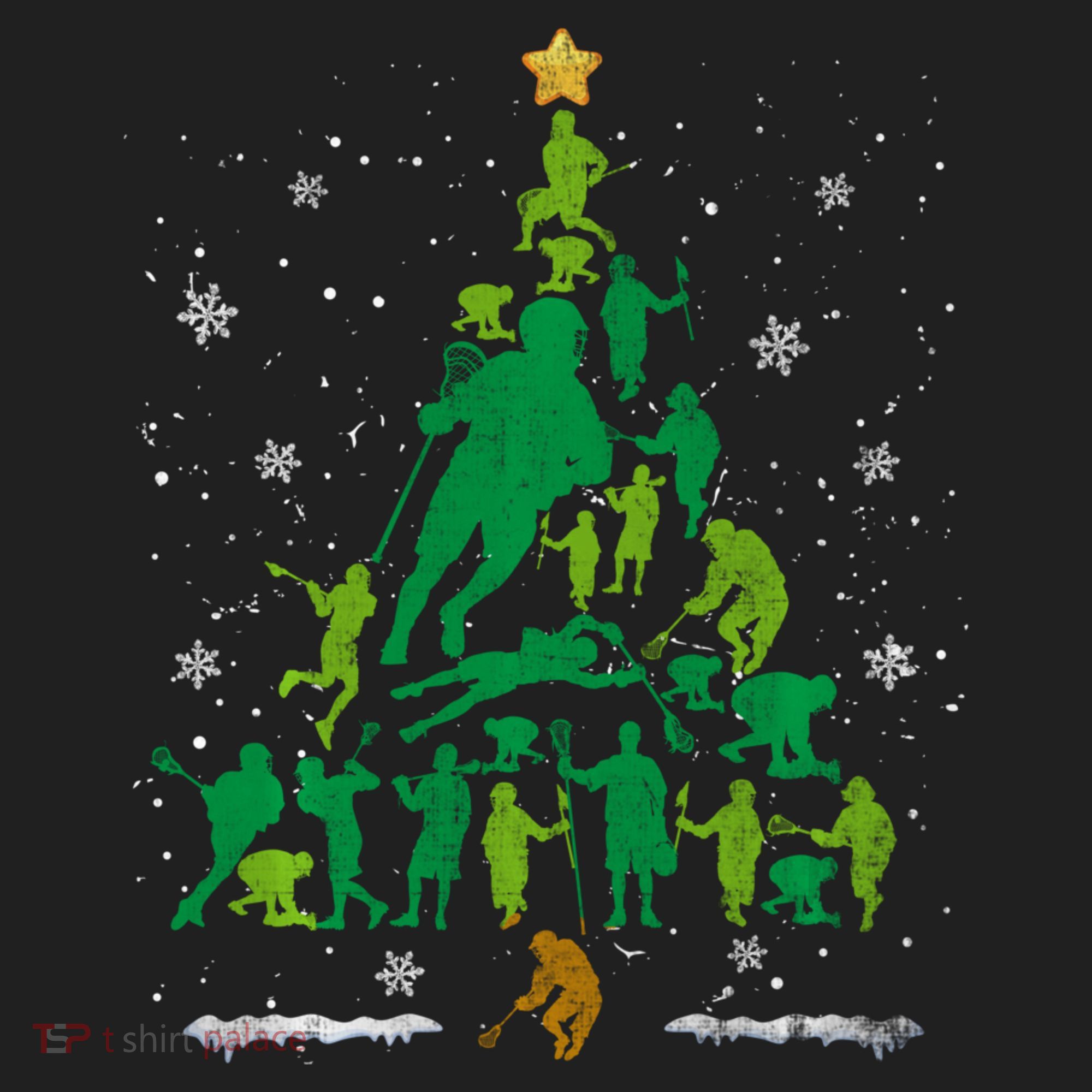 Retro Lacrosse Christmas Tree Xmas Lacrosse Player Lover Golf Towel