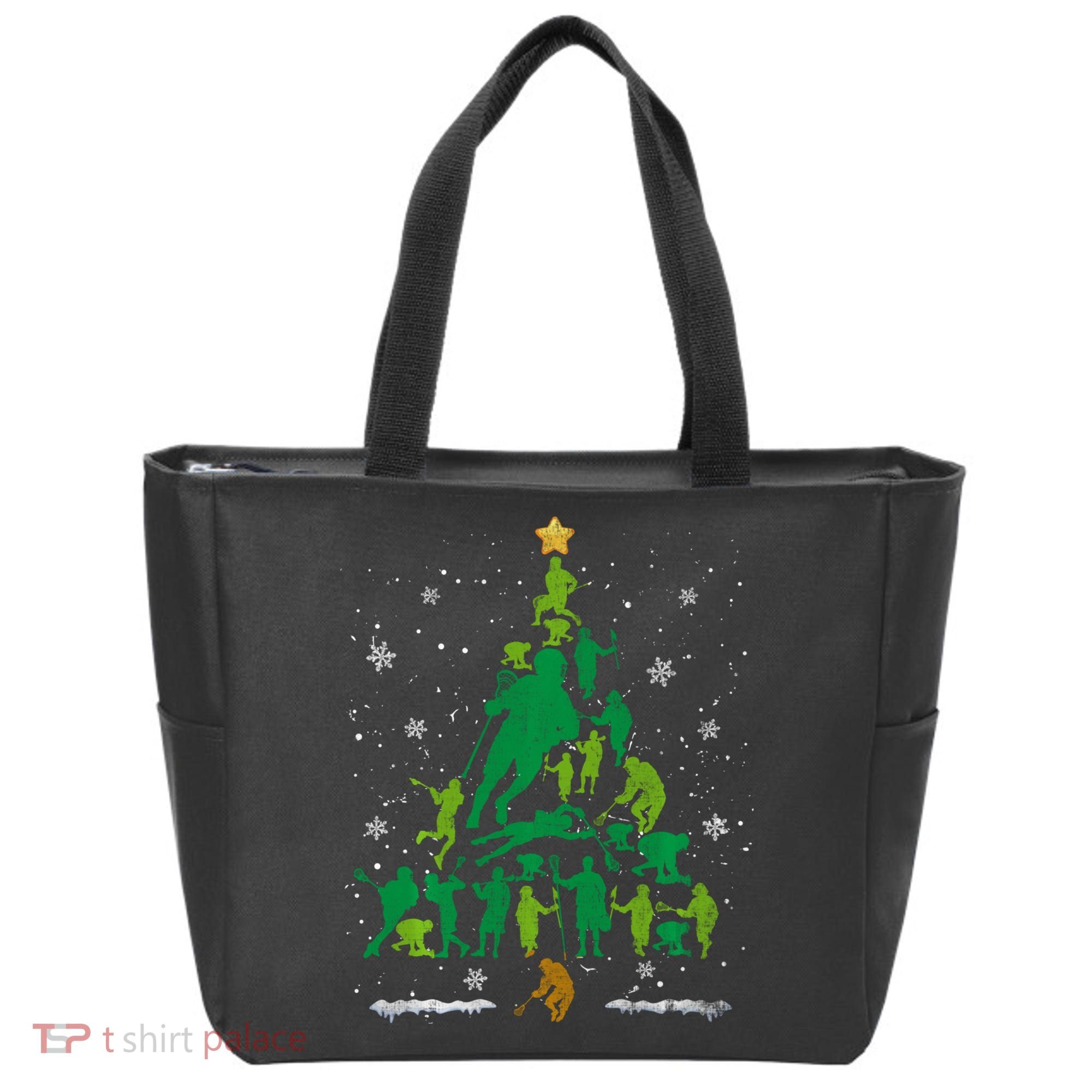 Retro Lacrosse Christmas Tree Xmas Lacrosse Player Lover Tote Bag