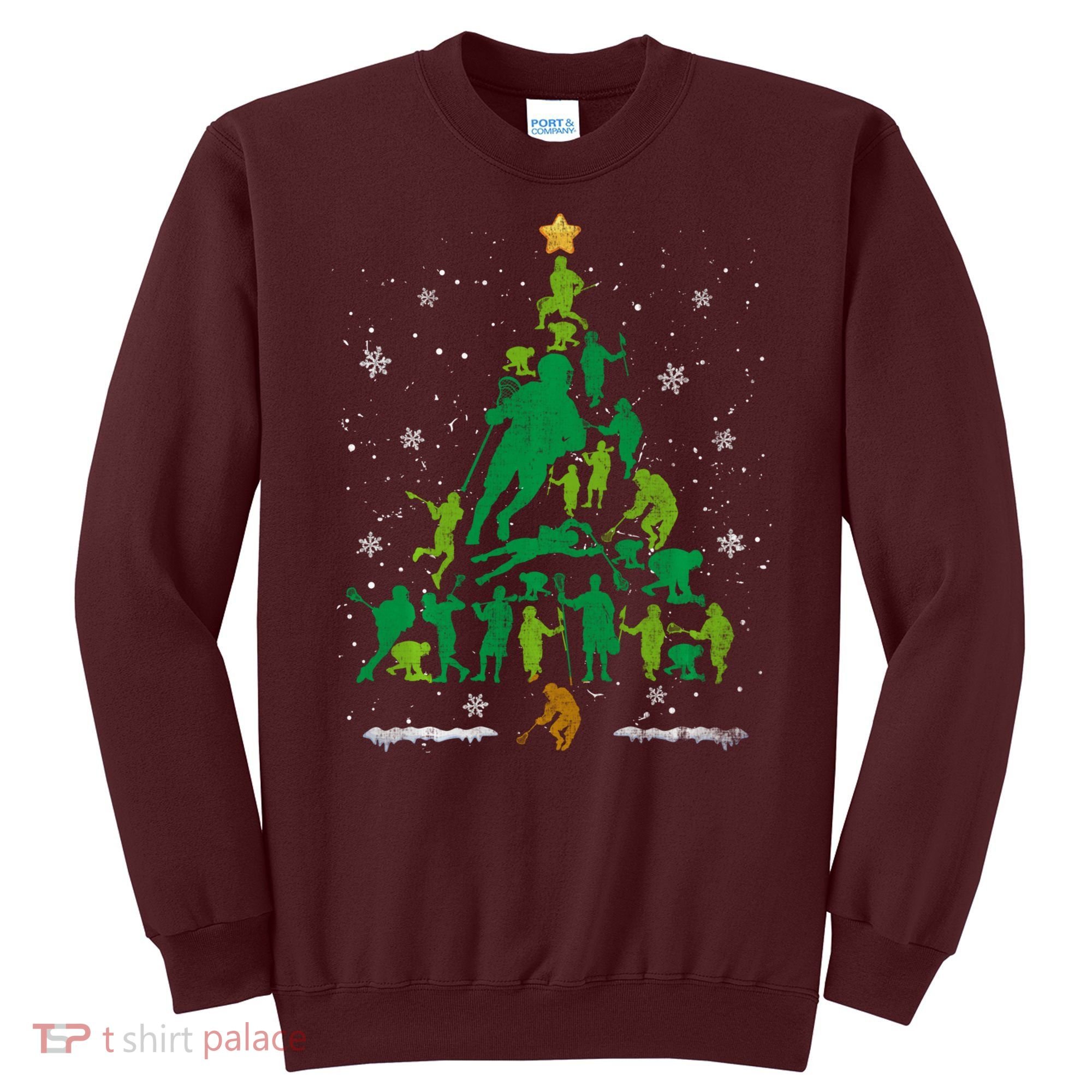 Retro Lacrosse Christmas Tree Xmas Lacrosse Player Lover Sweatshirt