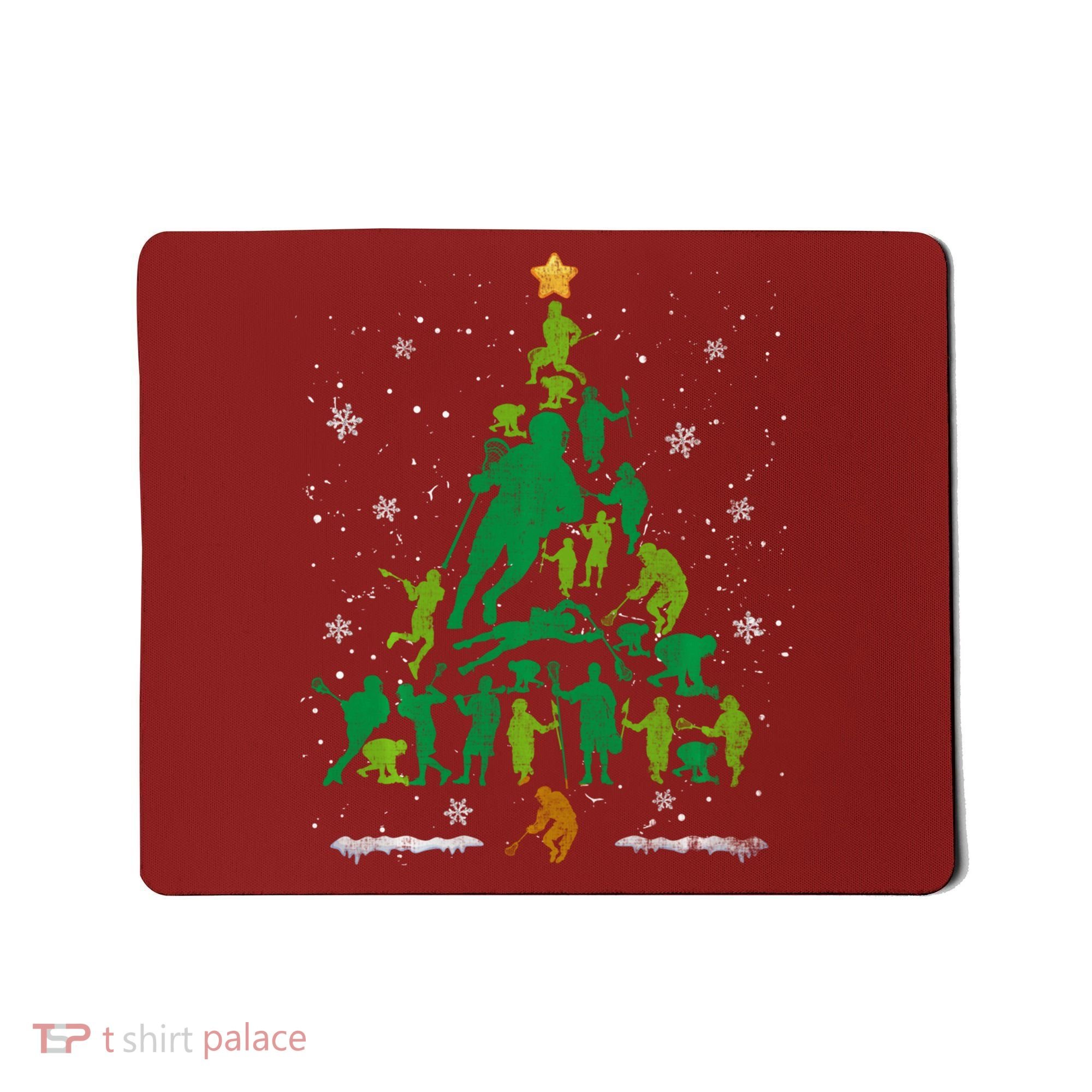 Retro Lacrosse Christmas Tree Xmas Lacrosse Player Lover Mousepad