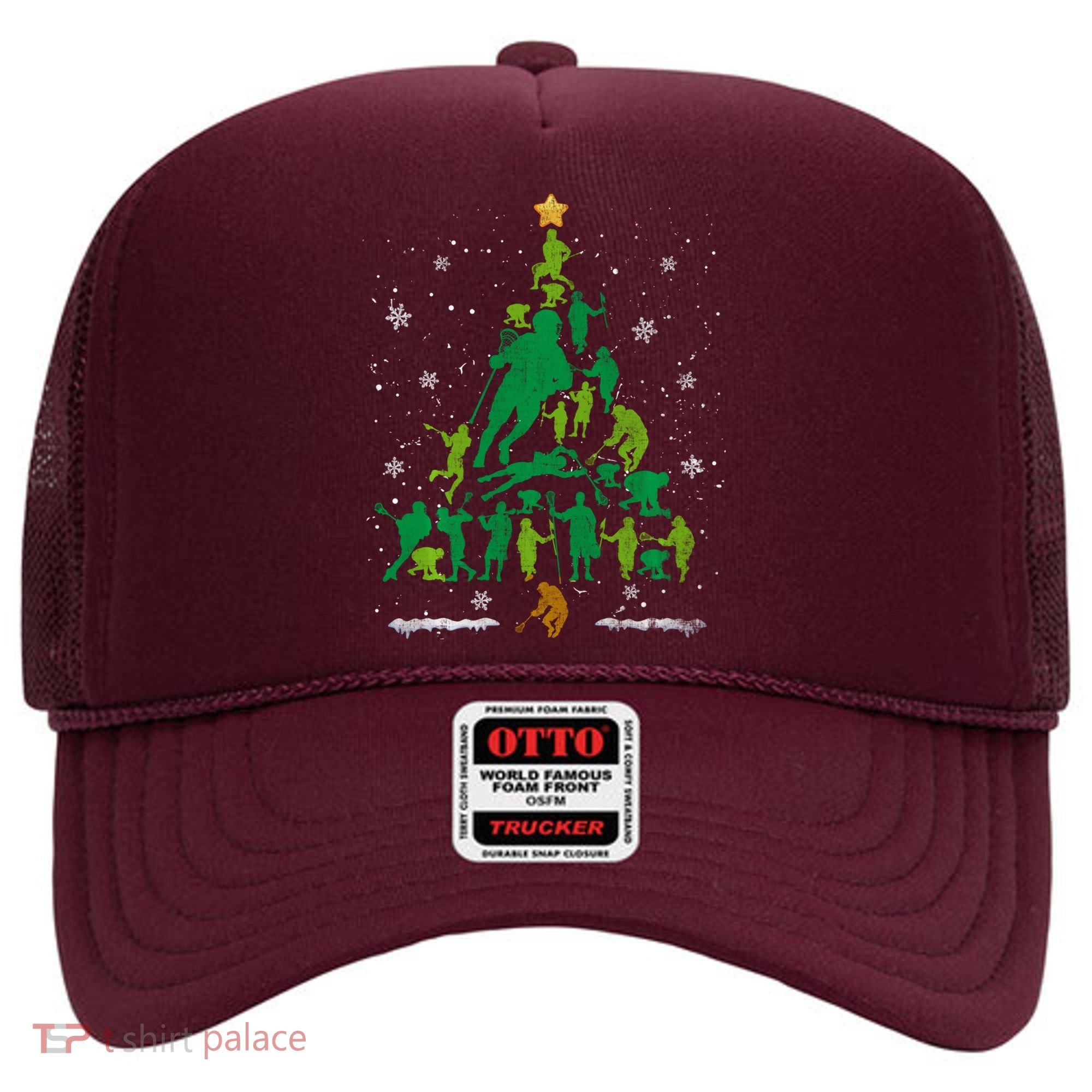 Retro Lacrosse Christmas Tree Xmas Lacrosse Player Lover Hat