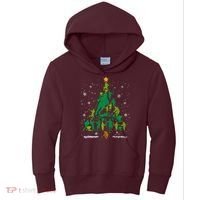Retro Lacrosse Christmas Tree Xmas Lacrosse Player Lover Kids Hoodie thumb 0