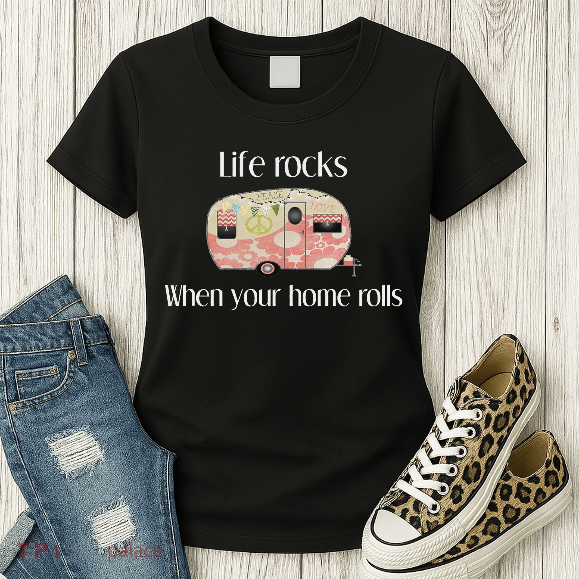 Rv Life Camper Life Rocks When Your Home Rolls Women's T-Shirt