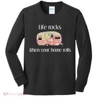 Rv Life Camper Life Rocks When Your Home Rolls Kids Long Sleeve Shirt thumb 0
