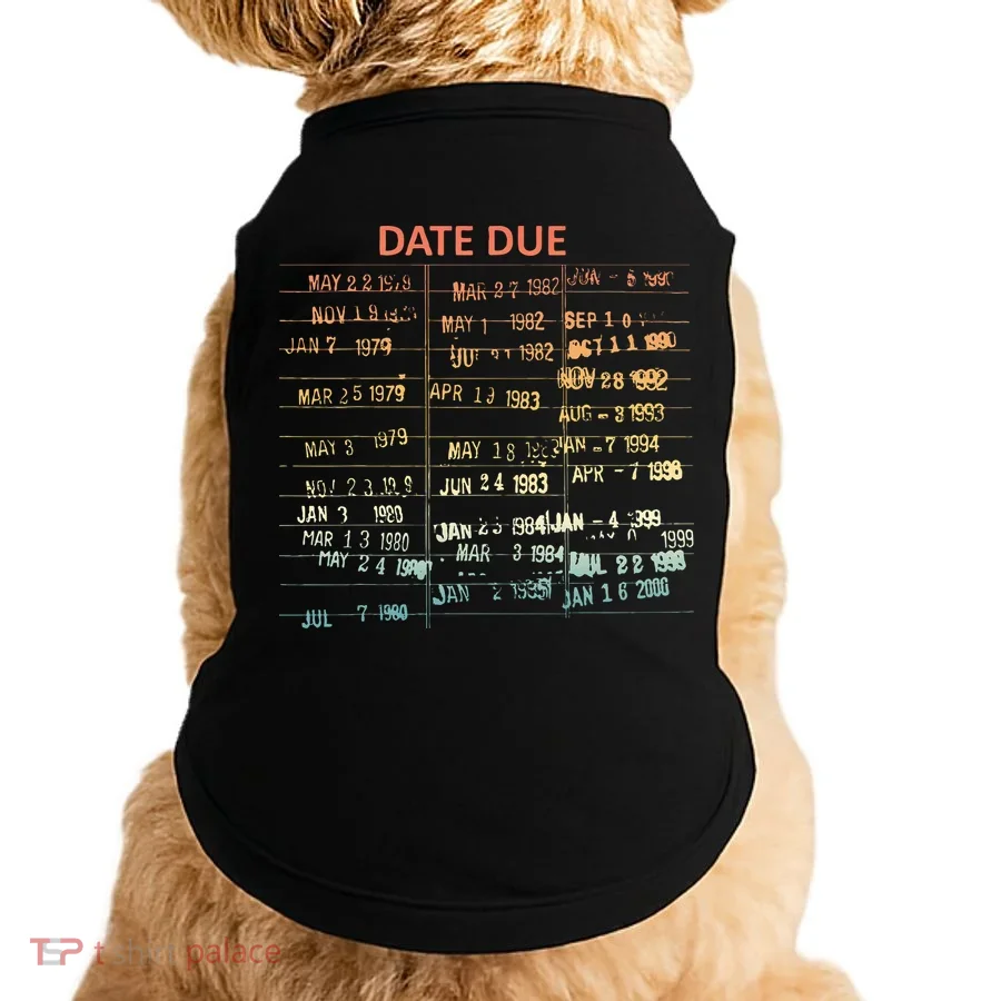 Retro Library Due Date Vintage Librarian Date Due Doggie Tank