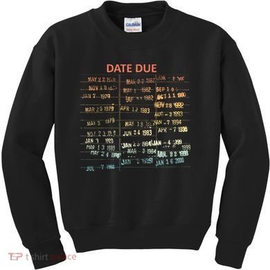 Retro Library Due Date Vintage Librarian Date Due Kids Sweatshirt