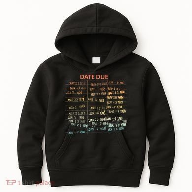 Retro Library Due Date Vintage Librarian Date Due Kids Hoodie