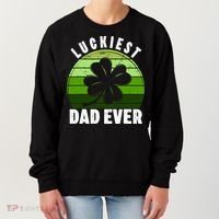 Retro Luckiest Dad Ever Shamrock St Patricks Day Family Women's Sweatshirt thumb 0