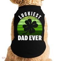 Retro Luckiest Dad Ever Shamrock St Patricks Day Family Doggie Tank thumb 0