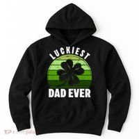Retro Luckiest Dad Ever Shamrock St Patricks Day Family Hoodie thumb 0