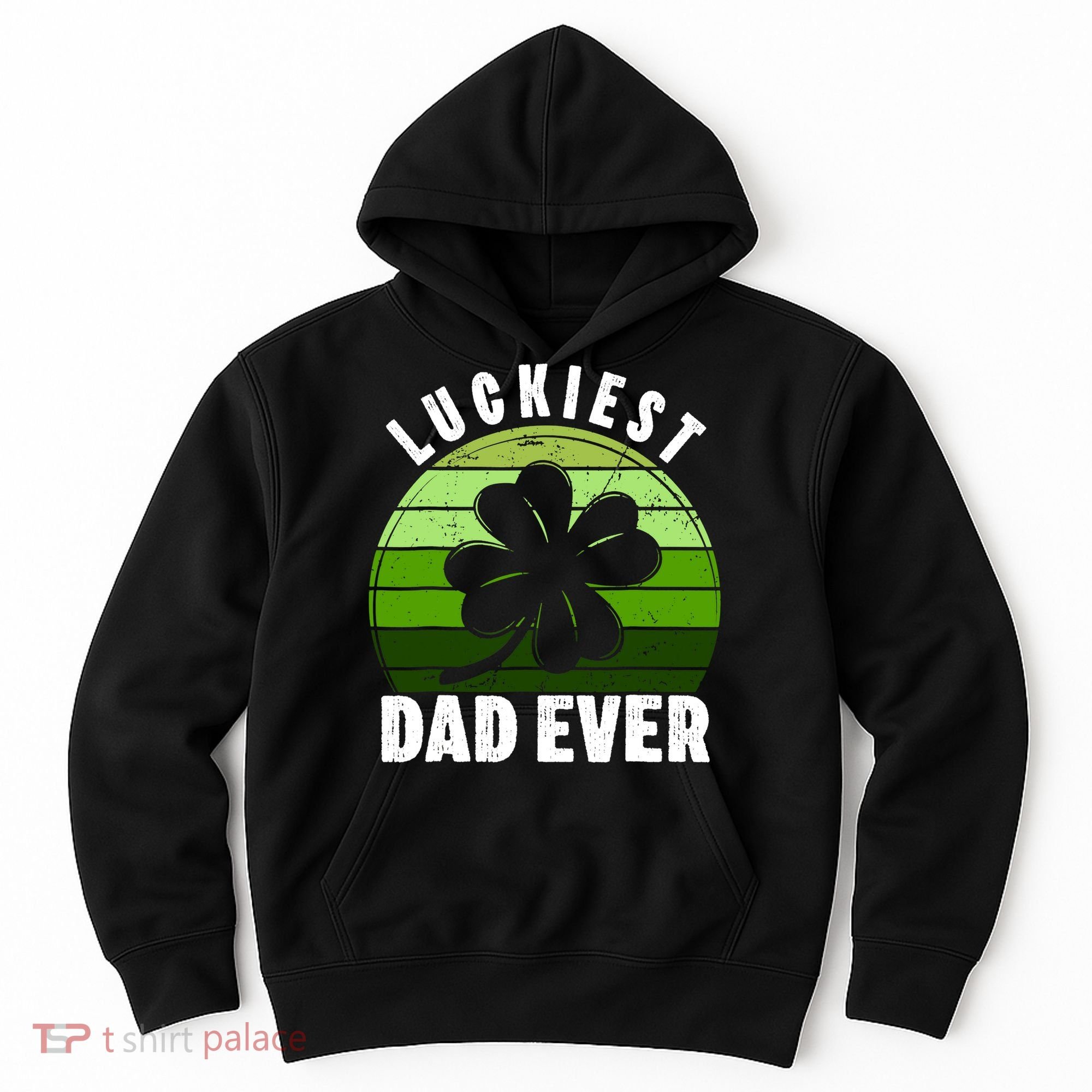 Retro Luckiest Dad Ever Shamrock St Patricks Day Family Hoodie