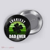 Retro Luckiest Dad Ever Shamrock St Patricks Day Family Button thumb 0
