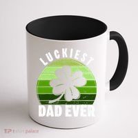 Retro Luckiest Dad Ever Shamrock St Patricks Day Family Coffee Mug thumb 1