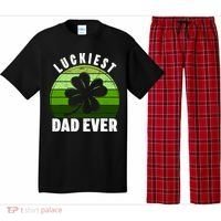 Retro Luckiest Dad Ever Shamrock St Patricks Day Family Pajama Set thumb 0