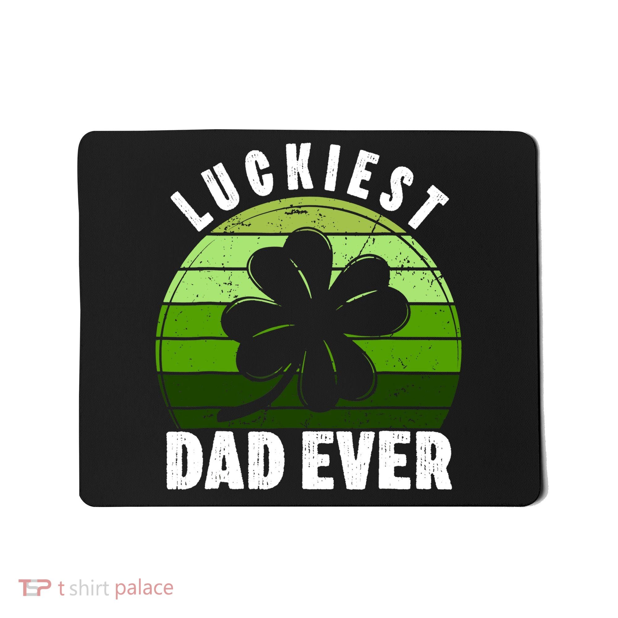 Retro Luckiest Dad Ever Shamrock St Patricks Day Family Mousepad