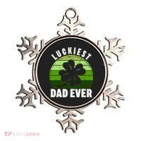 Retro Luckiest Dad Ever Shamrock St Patricks Day Family Ornament thumb 0