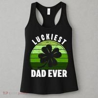Retro Luckiest Dad Ever Shamrock St Patricks Day Family Women's Tank Top thumb 3