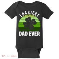 Retro Luckiest Dad Ever Shamrock St Patricks Day Family Baby Bodysuit thumb 0