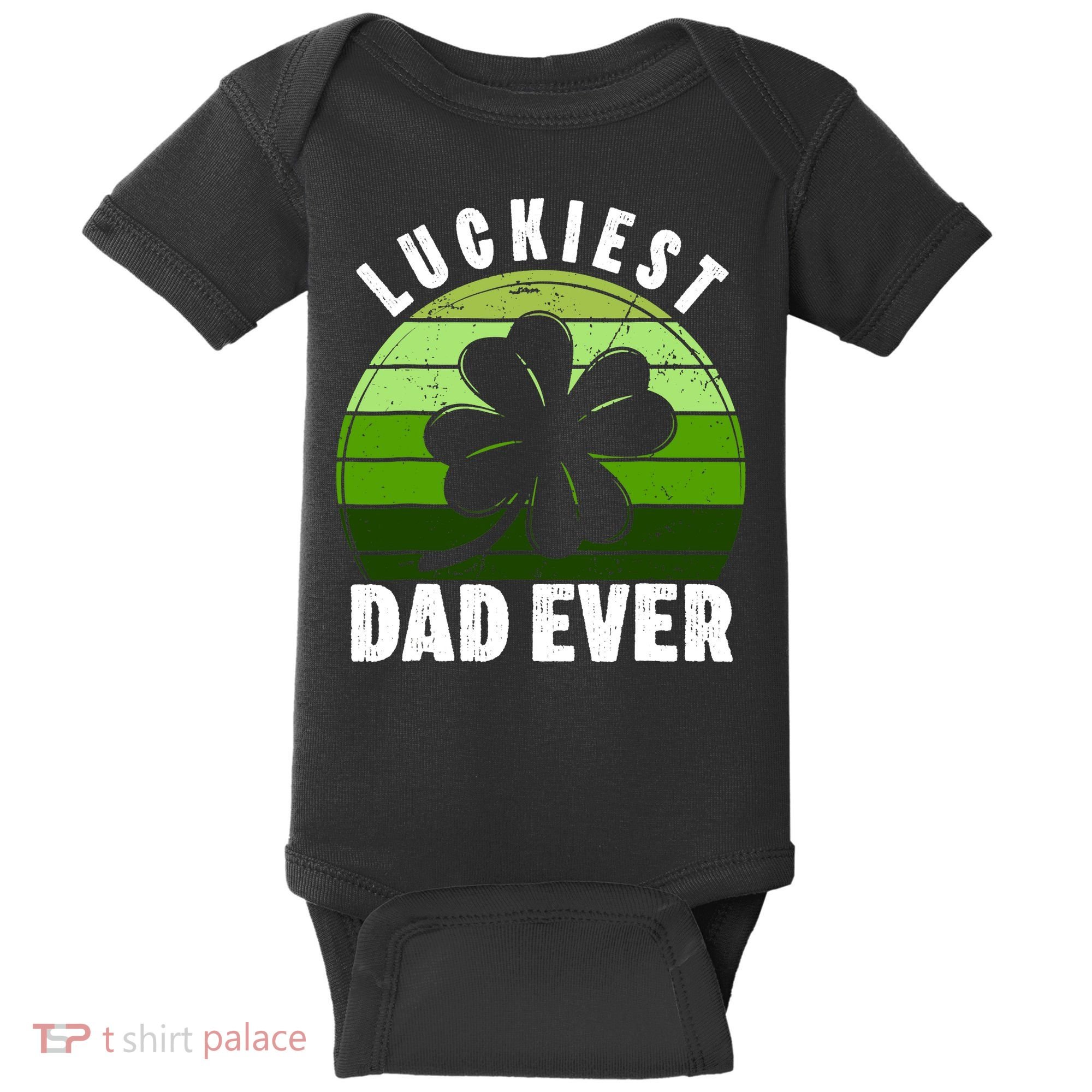 Retro Luckiest Dad Ever Shamrock St Patricks Day Family Baby Bodysuit