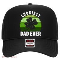 Retro Luckiest Dad Ever Shamrock St Patricks Day Family Hat thumb 0