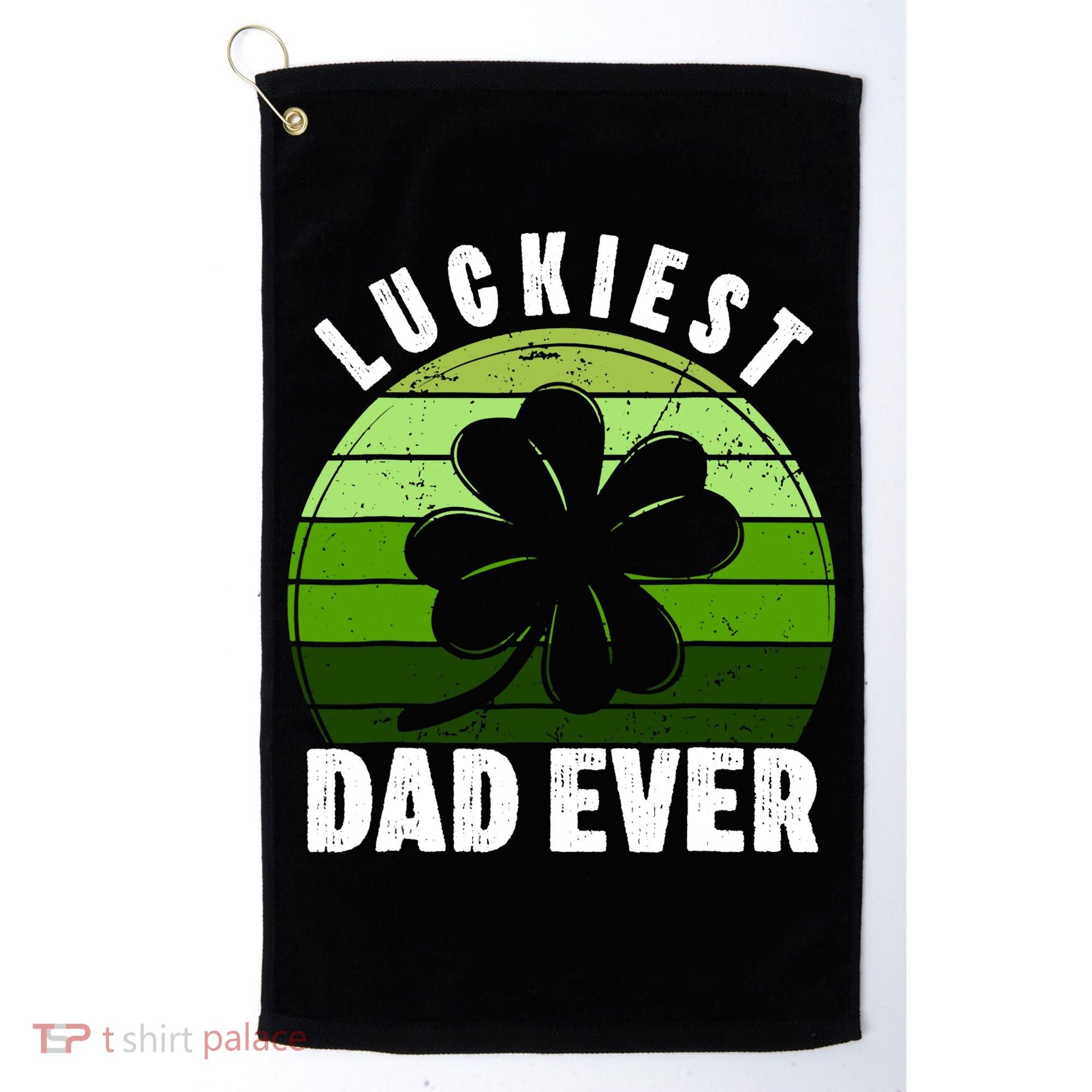 Retro Luckiest Dad Ever Shamrock St Patricks Day Family Golf Towel