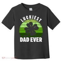 Retro Luckiest Dad Ever Shamrock St Patricks Day Family Toddler T-Shirt thumb 0