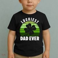 Retro Luckiest Dad Ever Shamrock St Patricks Day Family Toddler T-Shirt thumb 2