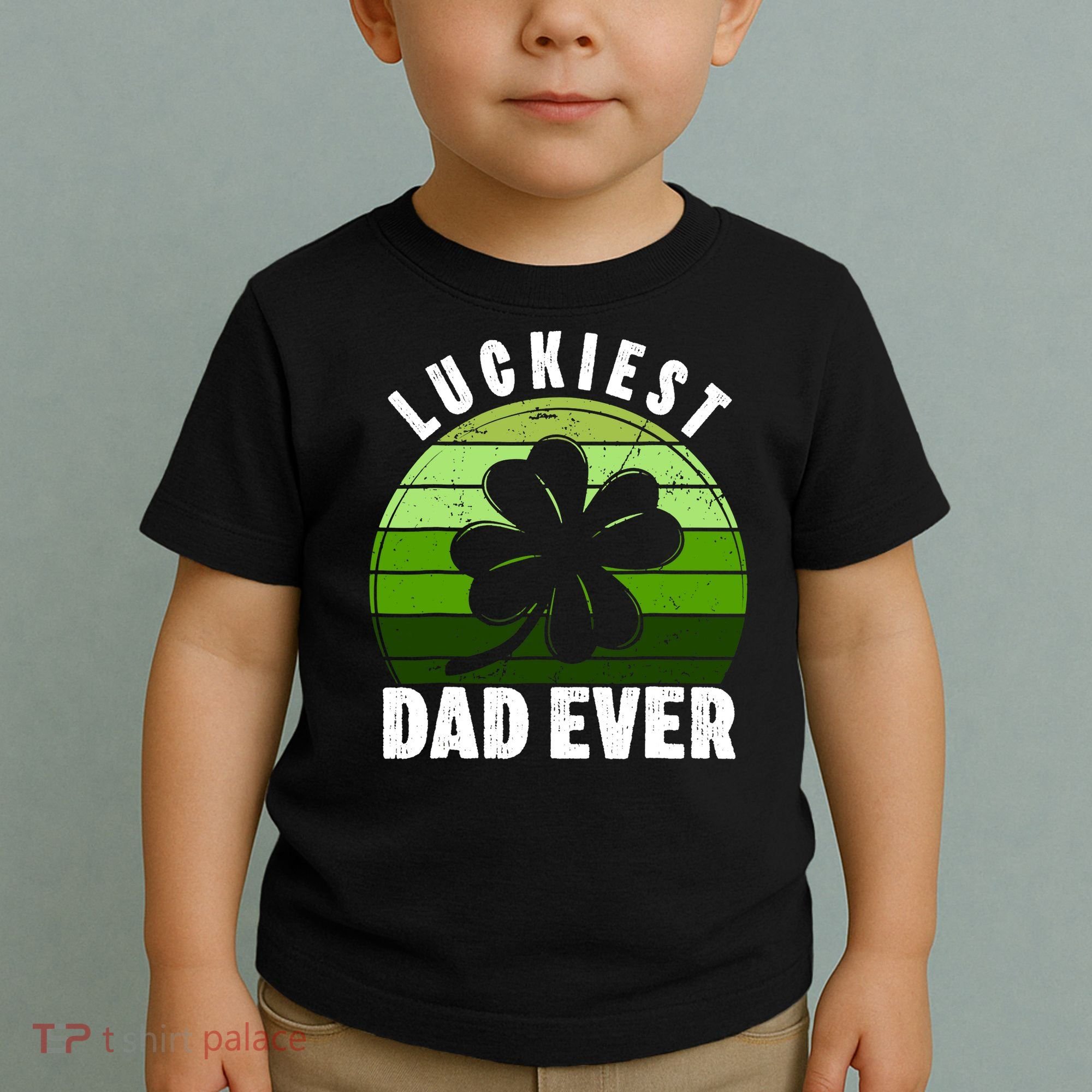 Retro Luckiest Dad Ever Shamrock St Patricks Day Family Toddler T-Shirt