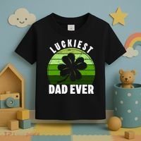Retro Luckiest Dad Ever Shamrock St Patricks Day Family Toddler T-Shirt thumb 3