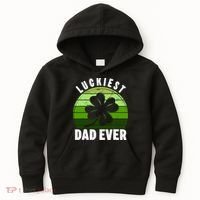 Retro Luckiest Dad Ever Shamrock St Patricks Day Family Kids Hoodie thumb 0