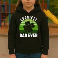 Retro Luckiest Dad Ever Shamrock St Patricks Day Family Kids Hoodie thumb 3
