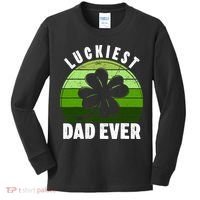 Retro Luckiest Dad Ever Shamrock St Patricks Day Family Kids Long Sleeve Shirt thumb 0