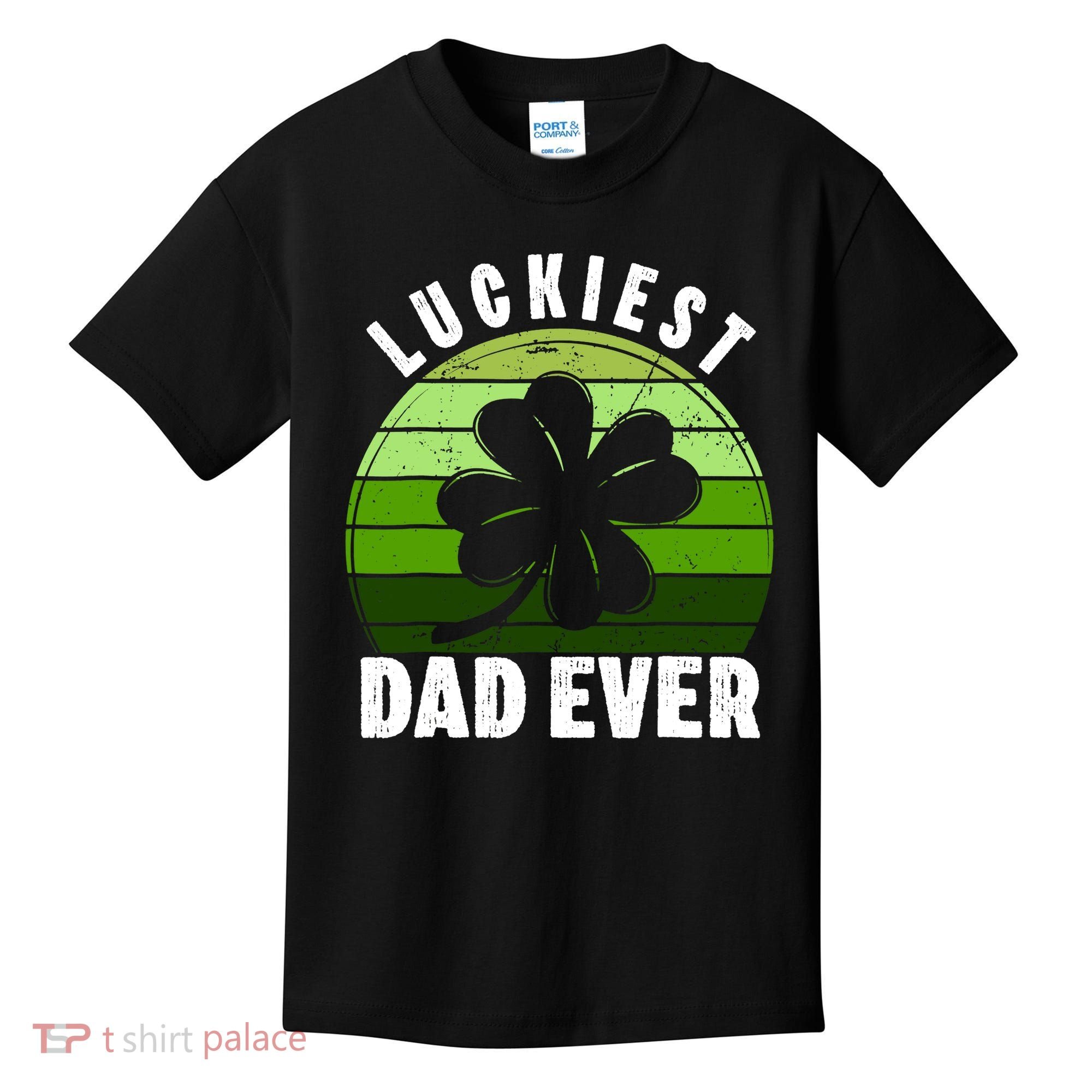 Retro Luckiest Dad Ever Shamrock St Patricks Day Family Kids T-Shirt