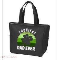 Retro Luckiest Dad Ever Shamrock St Patricks Day Family Tote Bag thumb 3