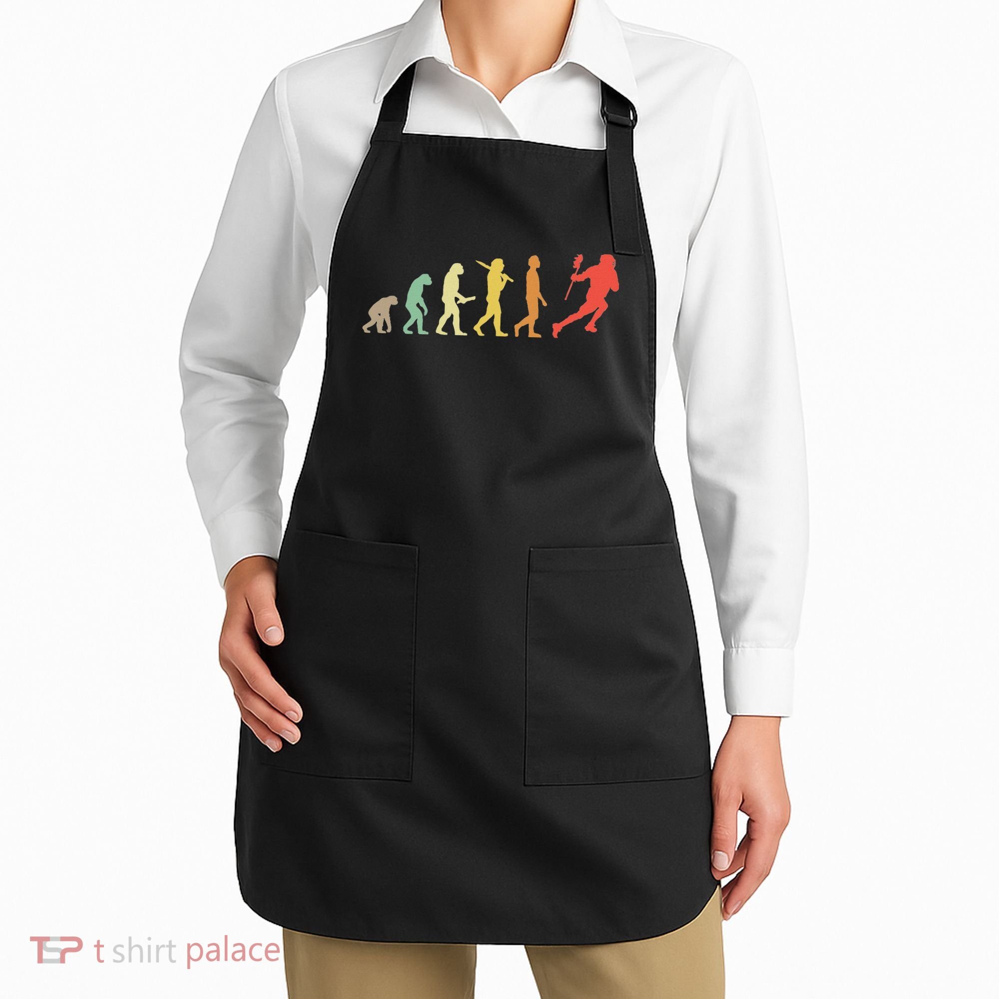 Retro Lacrosse Evolution Gift For Lacrosse Players Apron