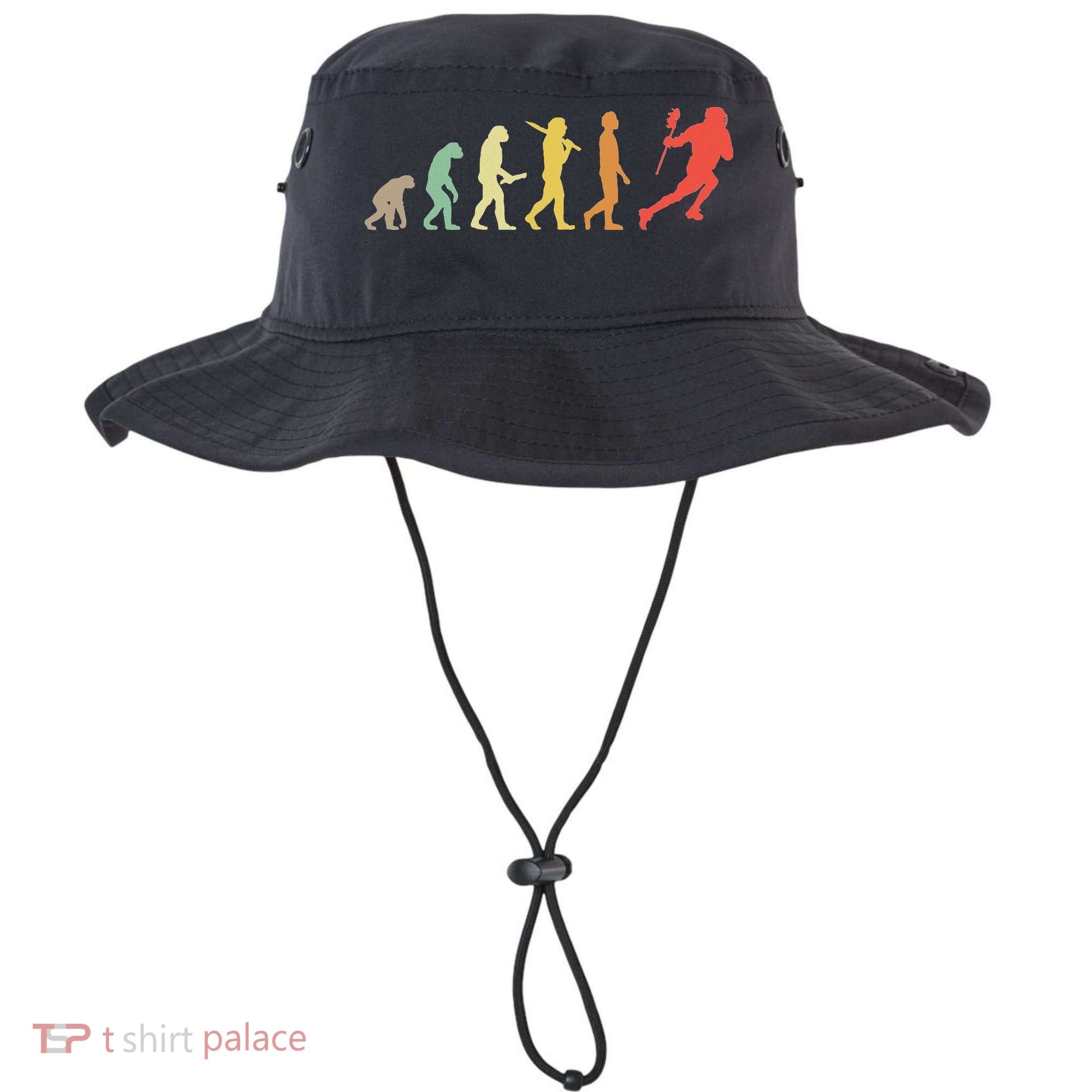 Retro Lacrosse Evolution Gift For Lacrosse Players Bucket Hat