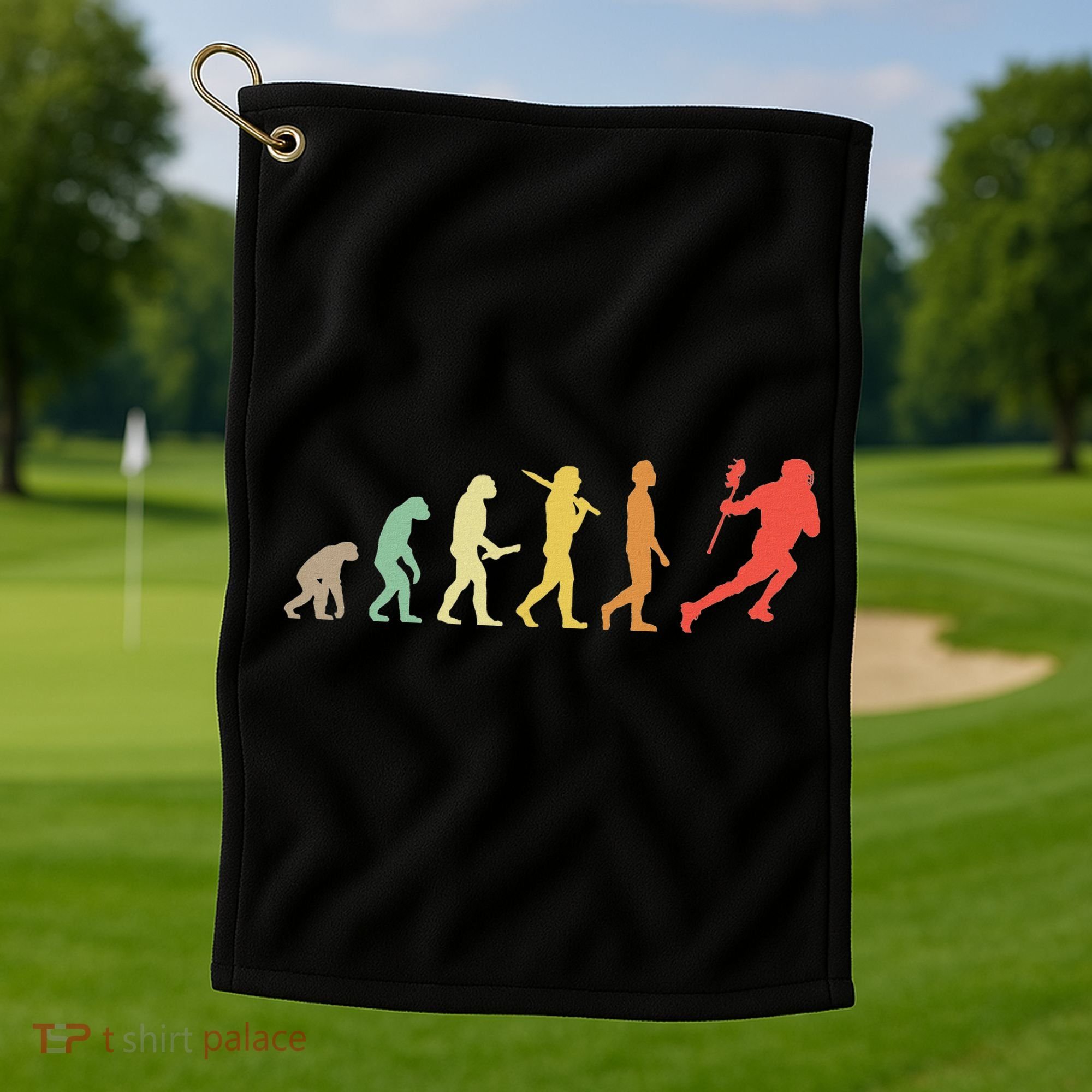 Retro Lacrosse Evolution Gift For Lacrosse Players Golf Towel