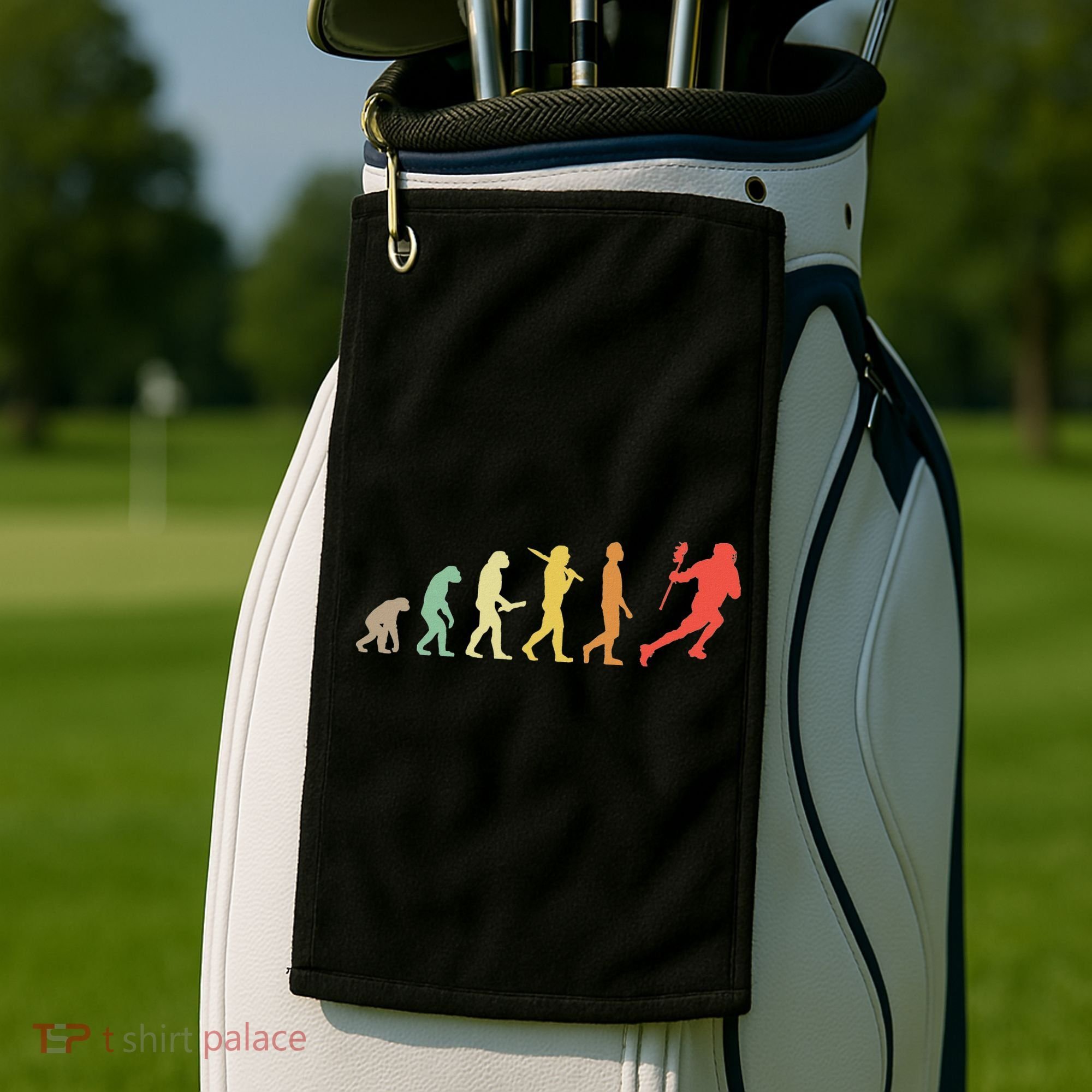 Retro Lacrosse Evolution Gift For Lacrosse Players Golf Towel