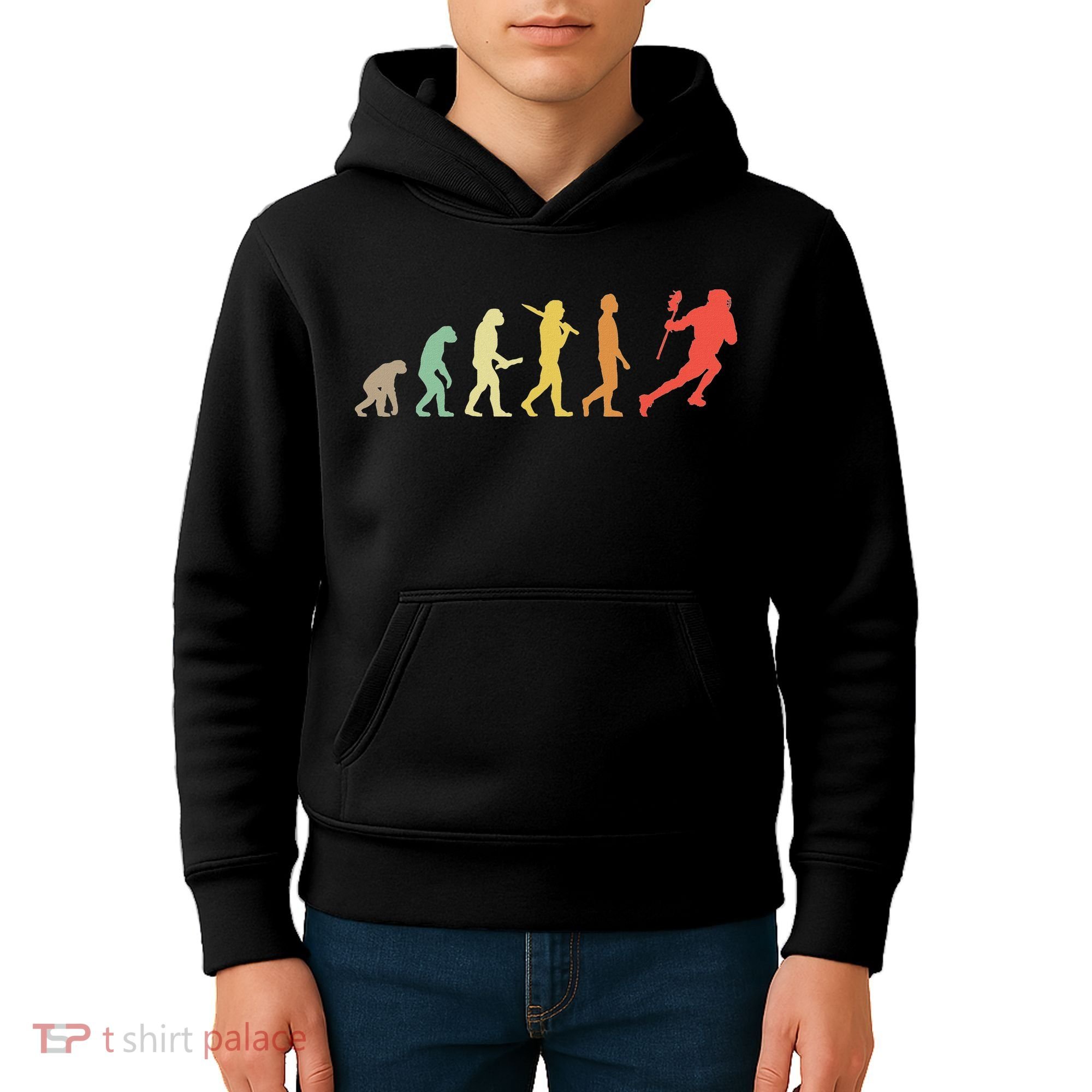 Retro Lacrosse Evolution Gift For Lacrosse Players Kids Hoodie